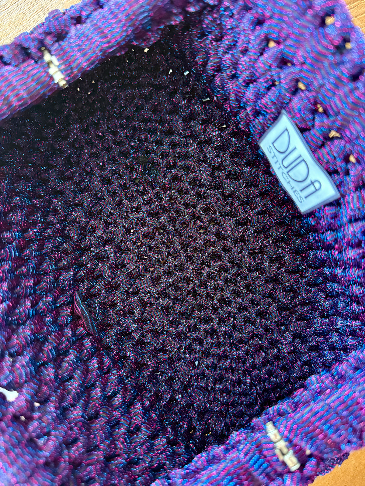 NOCCIOLA pochette standard in tulle blu//fucsia senza manico