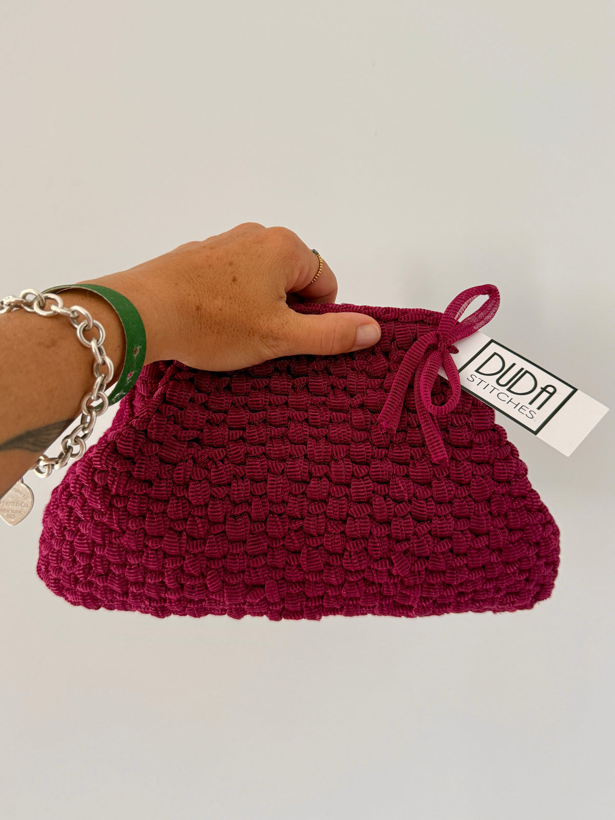 NOCCIOLA pochette standard in tulle ciclamino senza manico