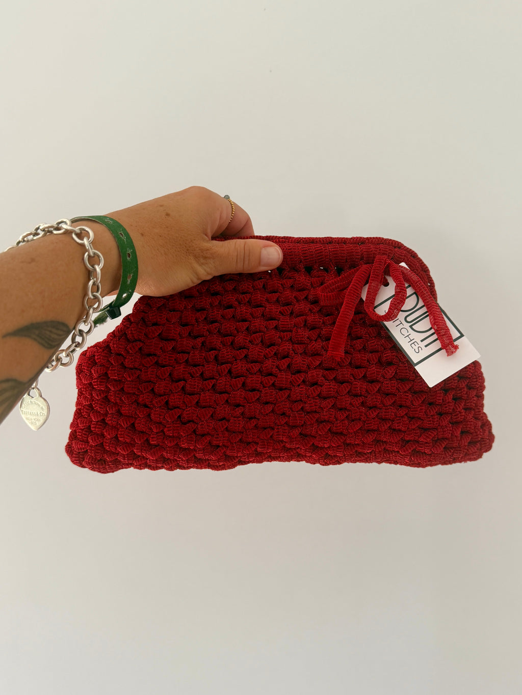 NOCCIOLA pochette standard in tulle rosso senza manico
