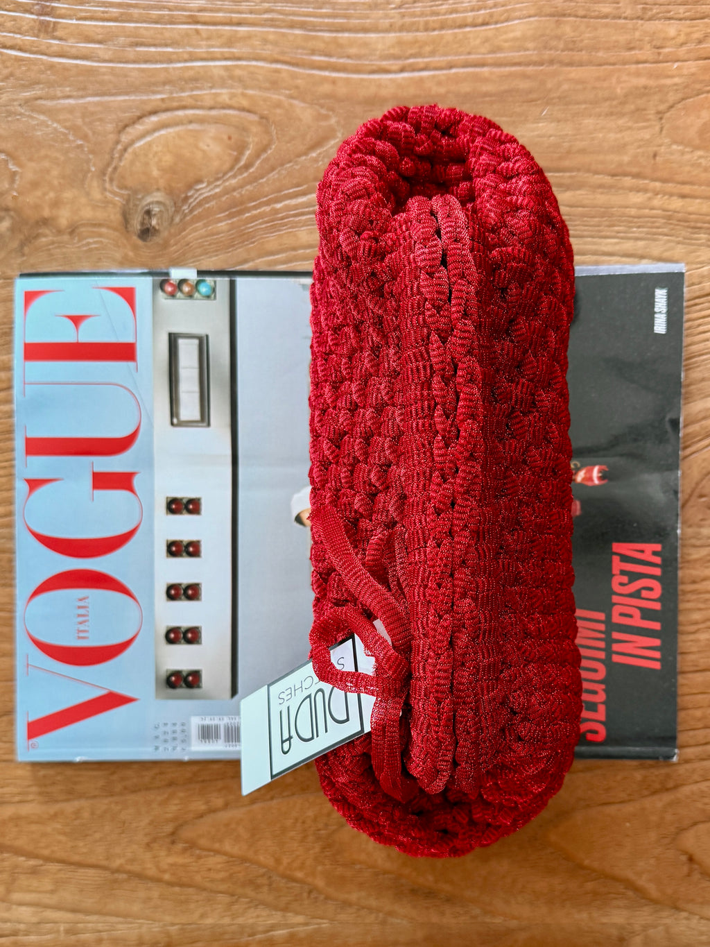 NOCCIOLA pochette standard in tulle rosso senza manico