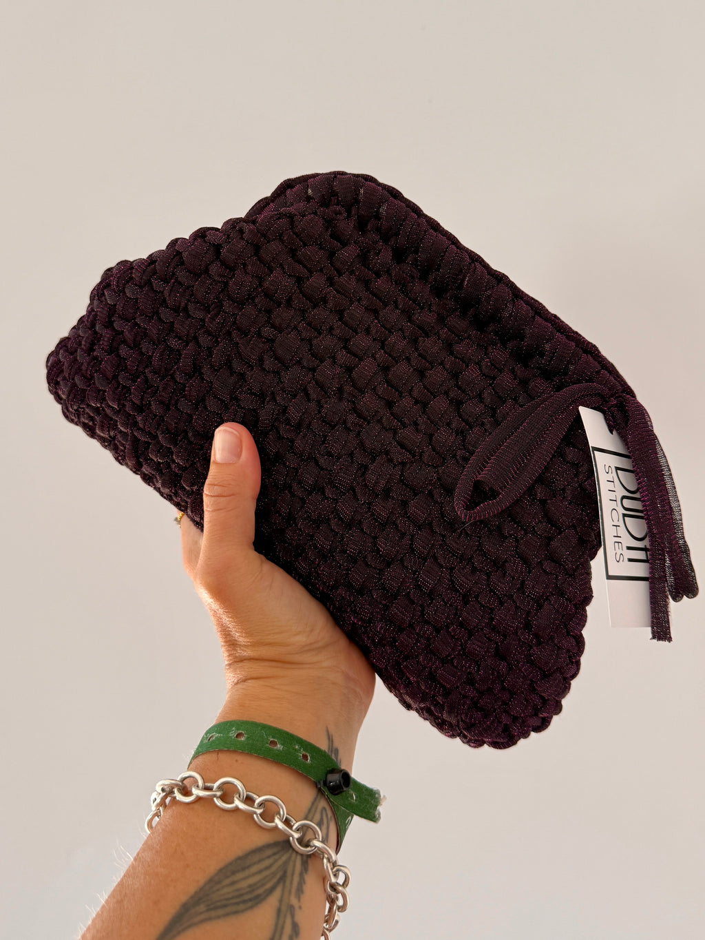 NOCCIOLA pochette standard in tulle viola senza manico