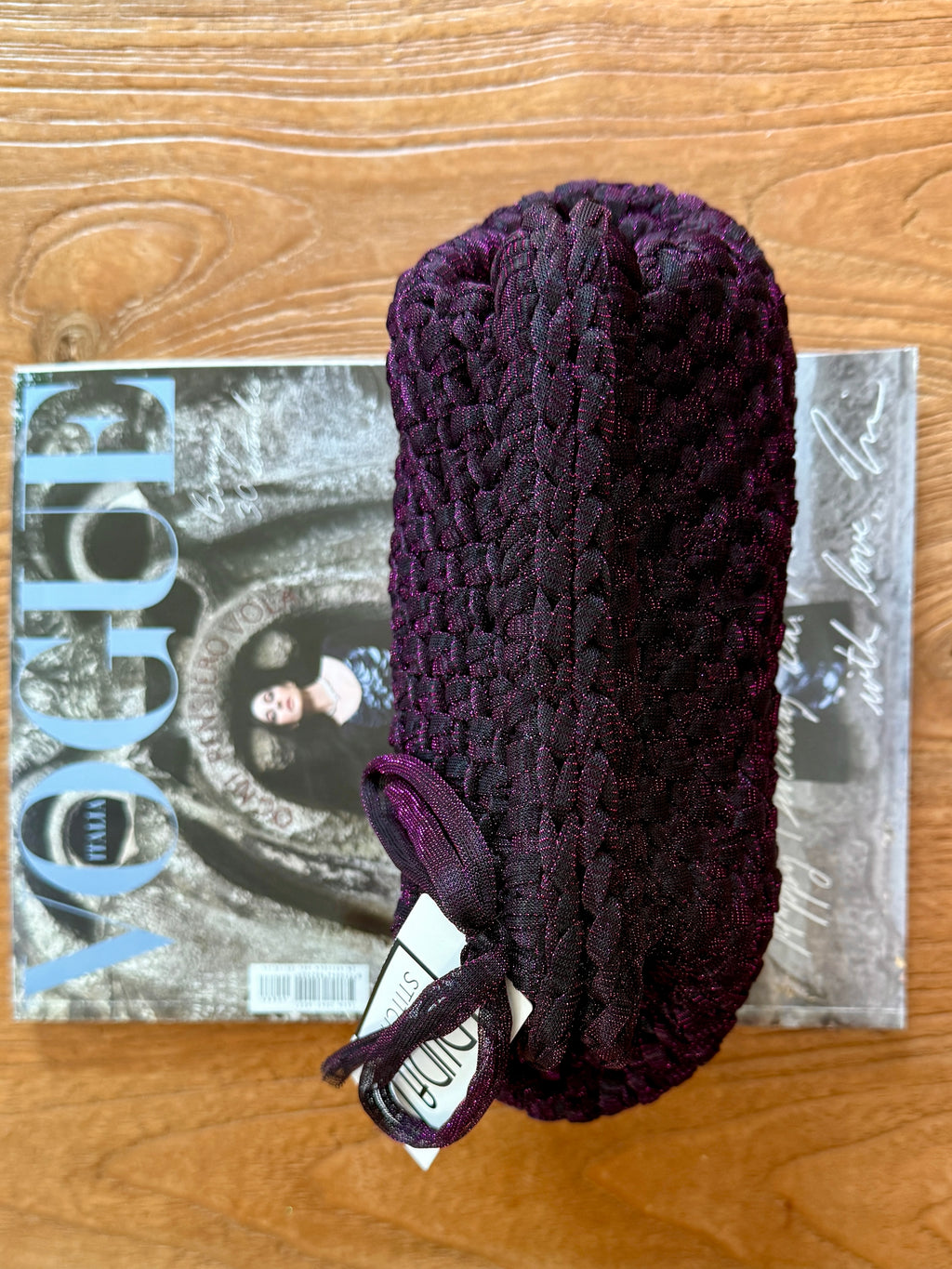 NOCCIOLA pochette standard in tulle viola senza manico