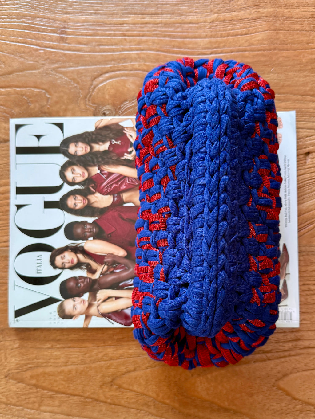 GIANDUIOTTA bag standard in lycra e tulle blu e rosso con manico