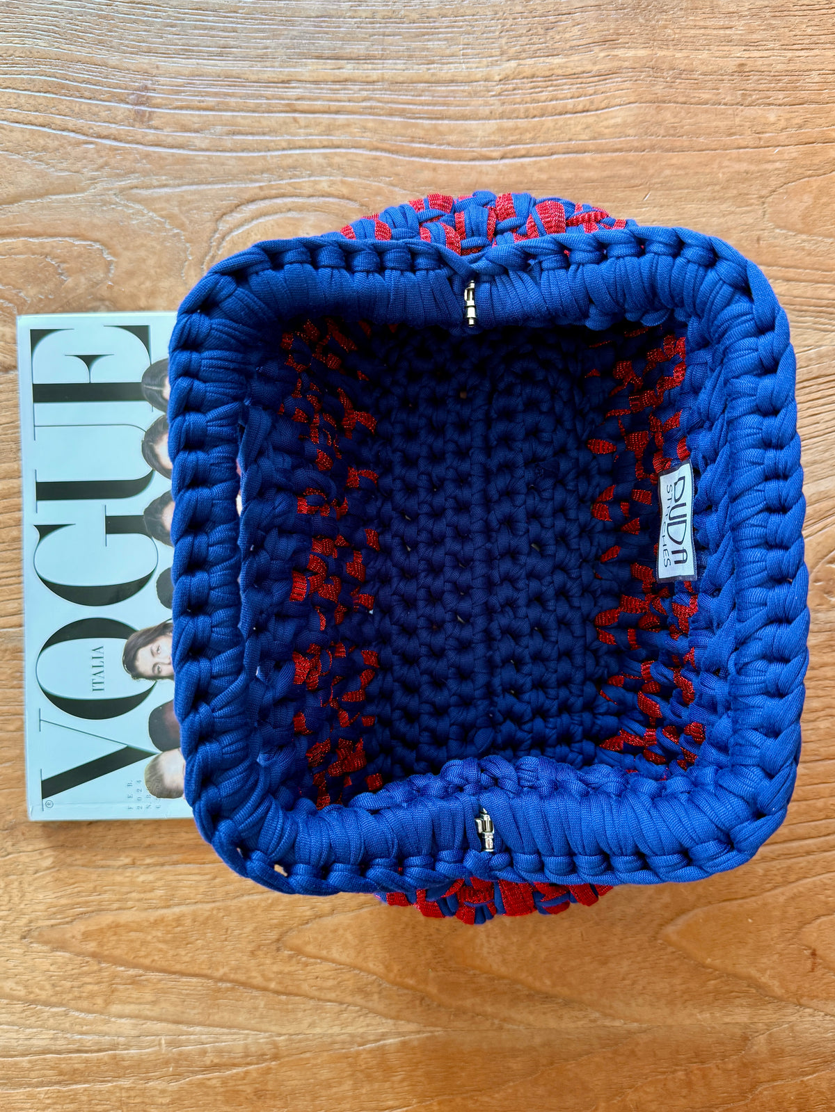 GIANDUIOTTA bag standard in lycra e tulle blu e rosso con manico