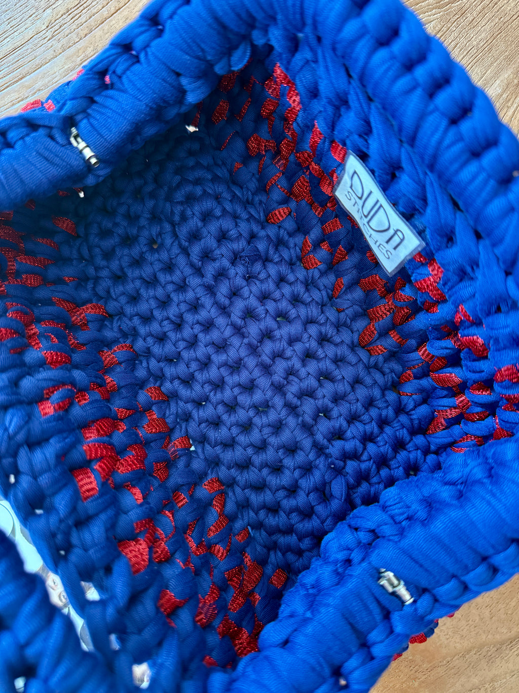GIANDUIOTTA bag standard in lycra e tulle blu e rosso con manico