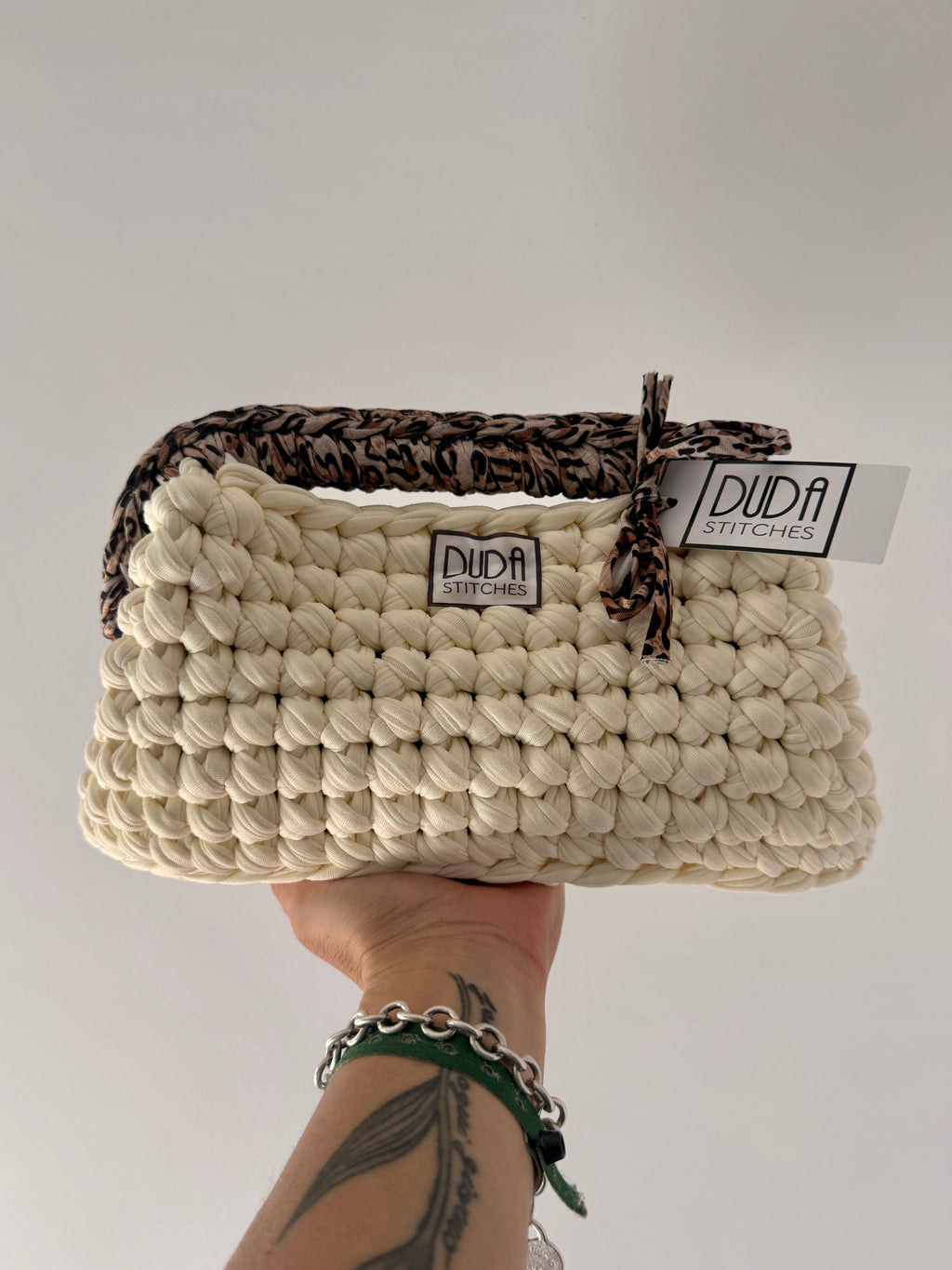 GIANDUIOTTA bag extralarge panna//animalier con manico