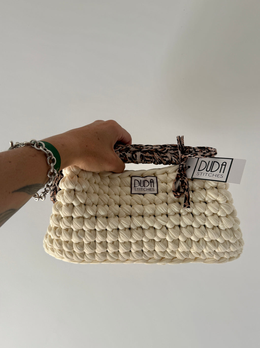GIANDUIOTTA bag extralarge panna//animalier con manico