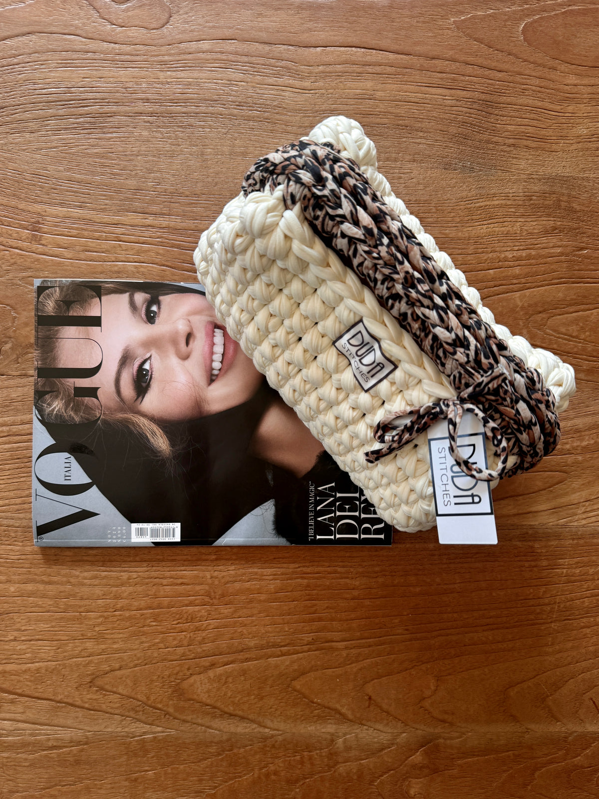 GIANDUIOTTA bag extralarge panna//animalier con manico