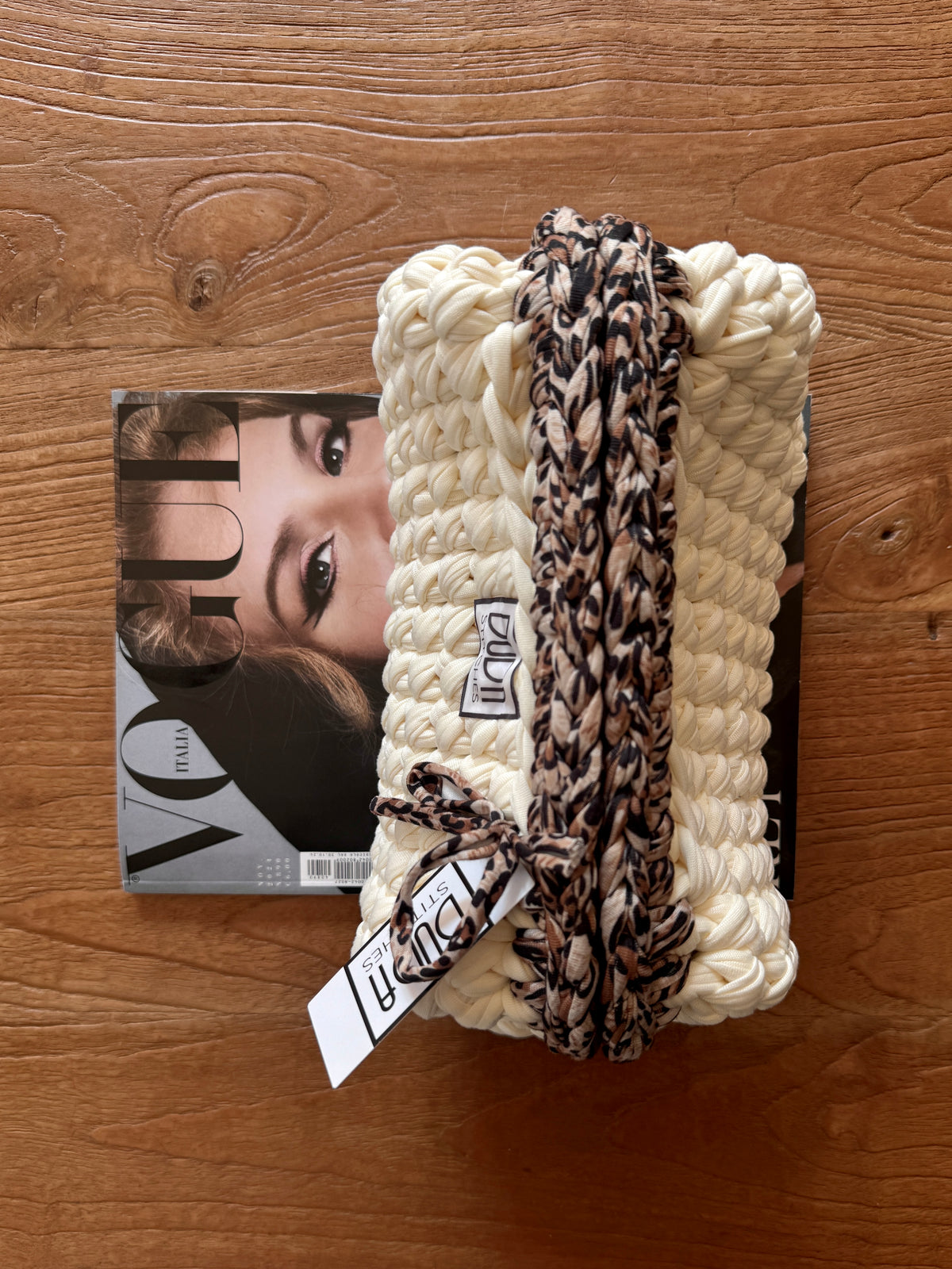 GIANDUIOTTA bag extralarge panna//animalier con manico
