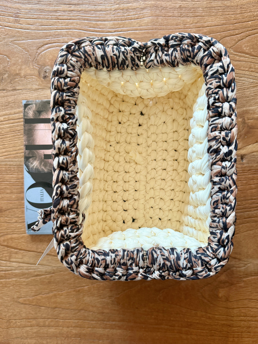 GIANDUIOTTA bag extralarge panna//animalier con manico