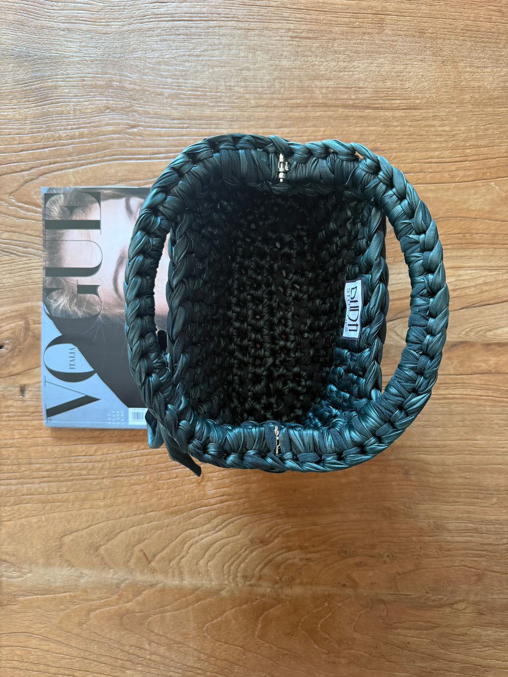 GIANDUIOTTA bag standard in ecopelle verdone con manico ad arco