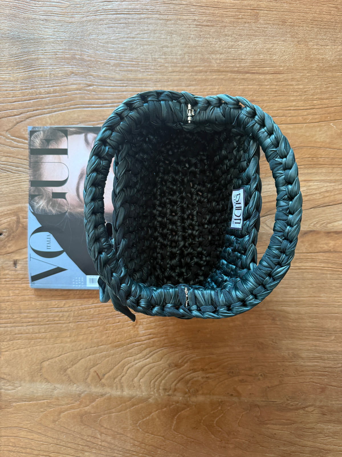 GIANDUIOTTA bag standard in ecopelle verdone con manico ad arco