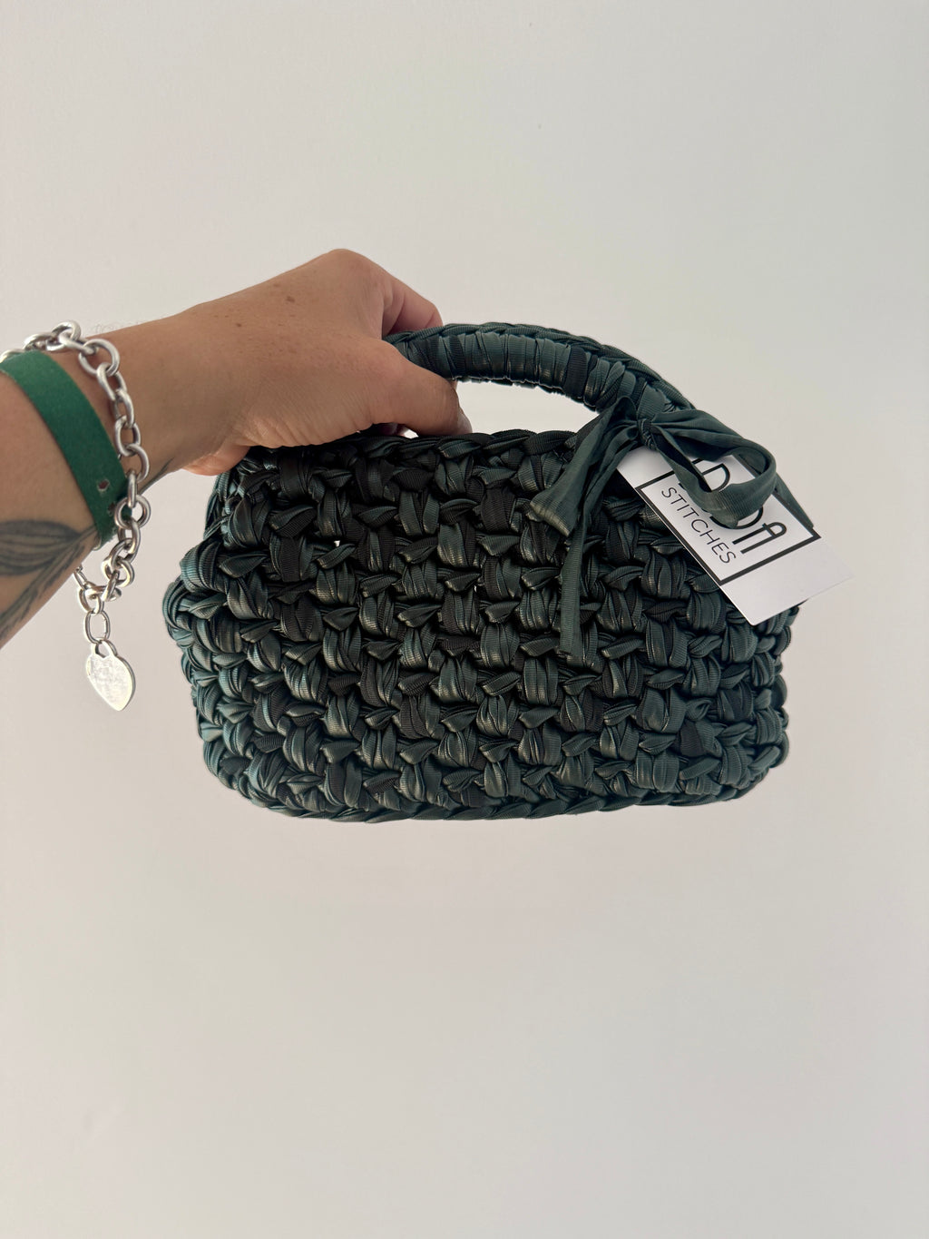 GIANDUIOTTA bag standard in ecopelle verdone con manico ad arco