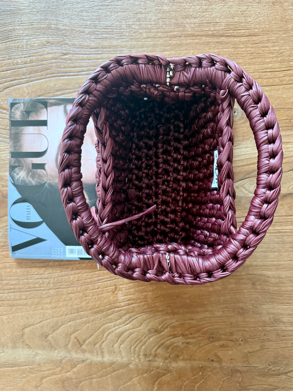 GIANDUIOTTA bag standard in ecopelle rosso mogano con manico ad arco