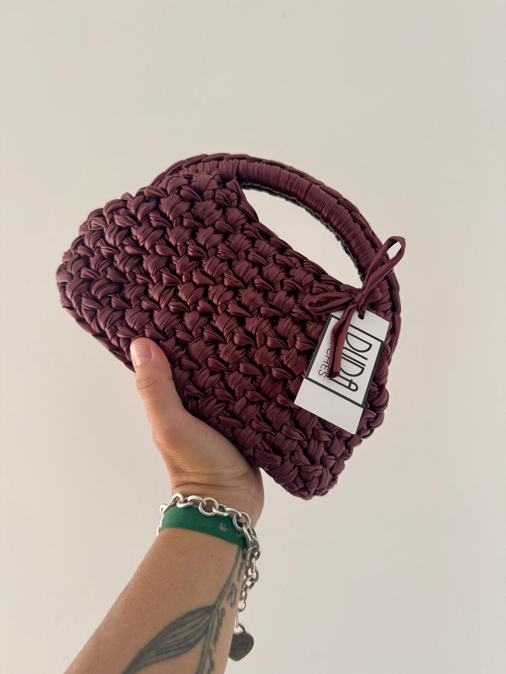 GIANDUIOTTA bag standard in ecopelle rosso mogano con manico ad arco