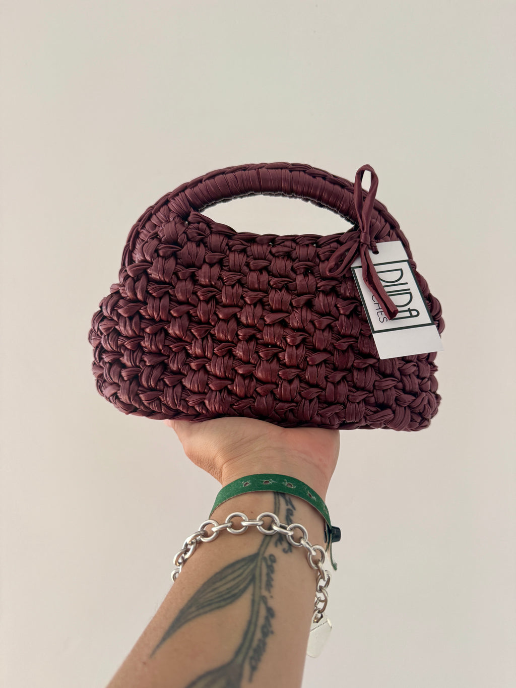 GIANDUIOTTA bag standard in ecopelle rosso mogano con manico ad arco