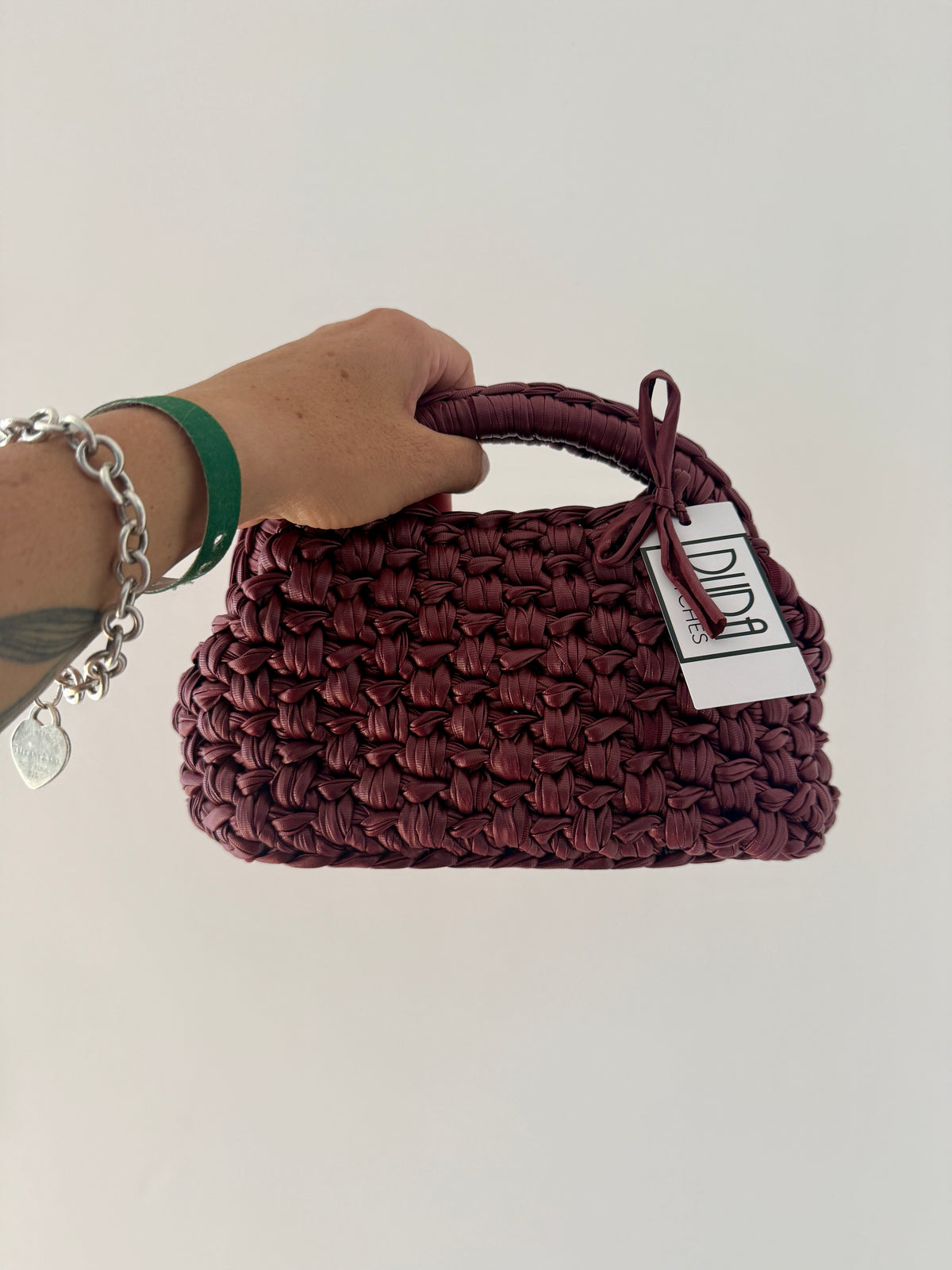 GIANDUIOTTA bag standard in ecopelle rosso mogano con manico ad arco