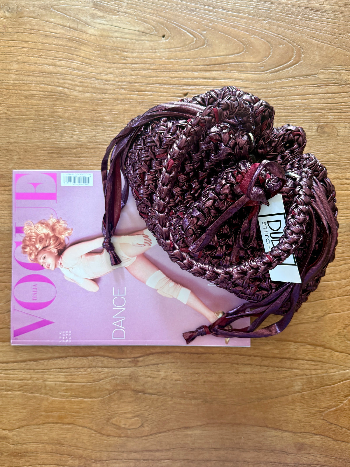 DUDINA bag standard in tulle lamè burgundy con maniglia (Copia)