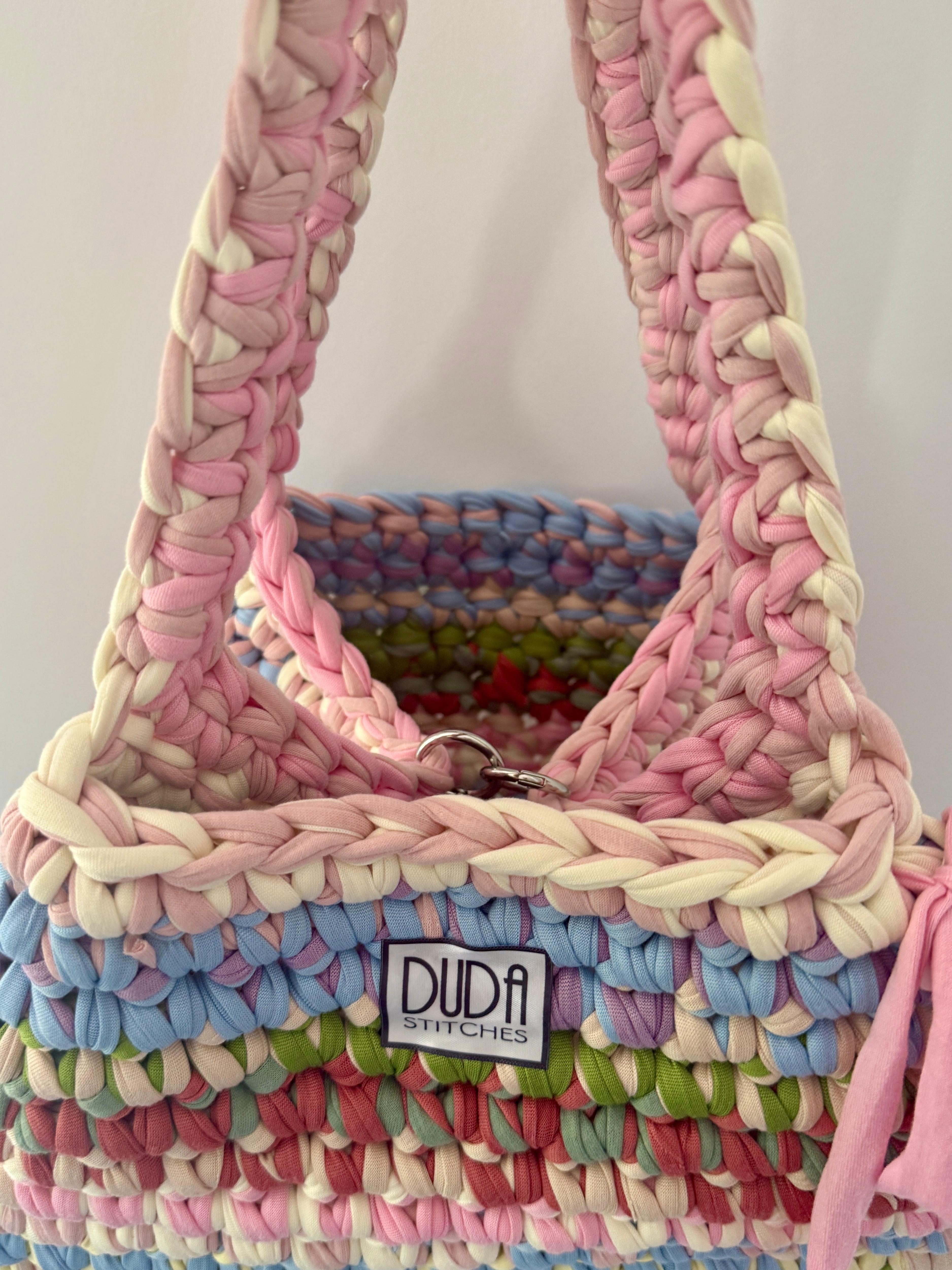 BAROLO bag large multicolore pastello con maniglie in lycra
