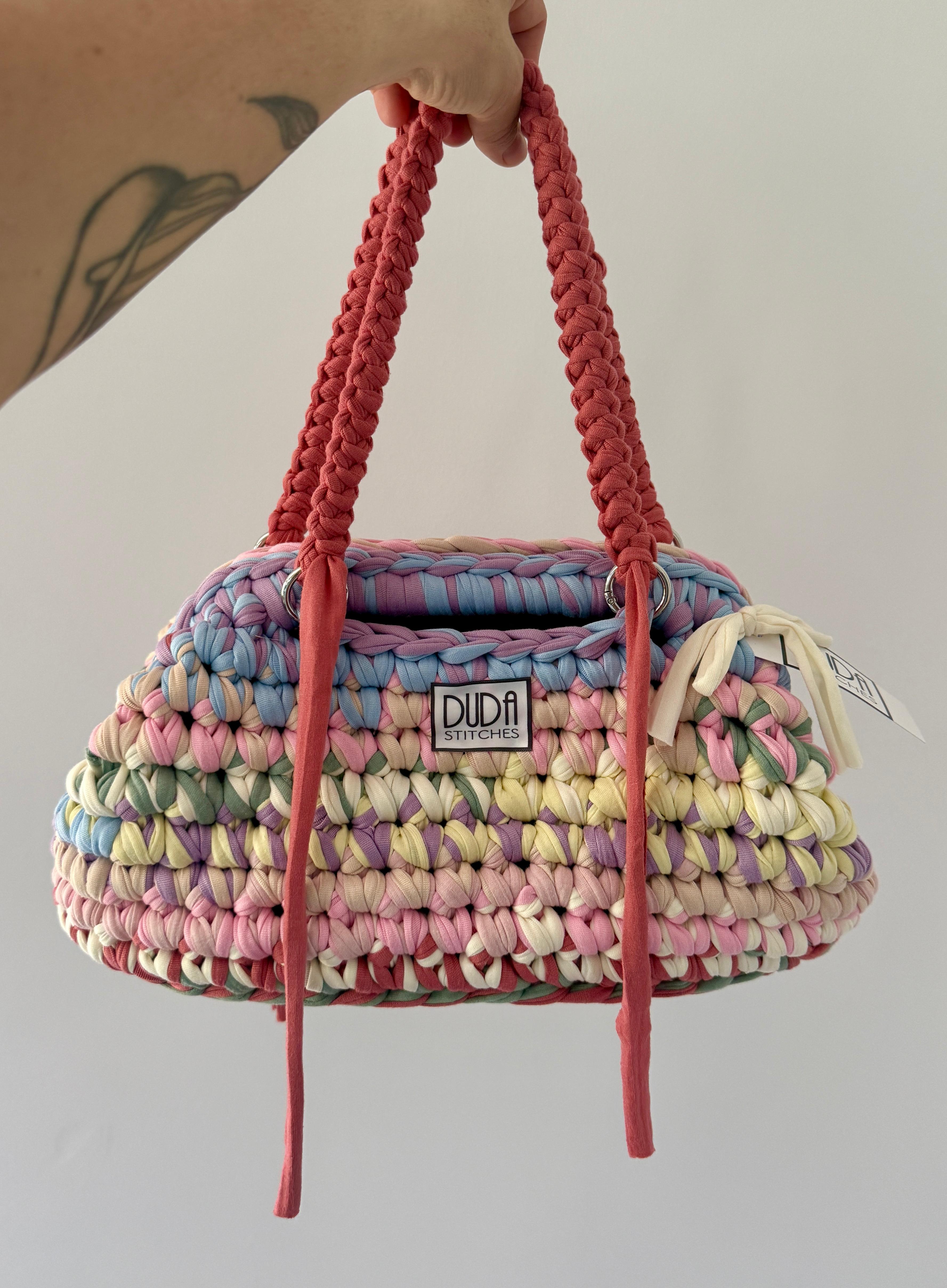 GIANDUIOTTA bag extralarge multicolor pastello con manico e doppia maniglia